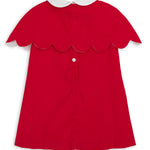 Red dress with a white collar on a white background