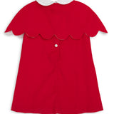 Red dress with a white collar on a white background