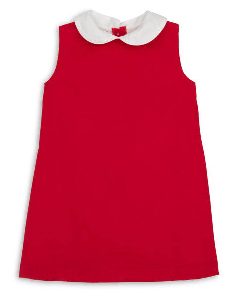 PREORDER - The Capelet Dress in Evelyn - Red Pinwale Corduroy