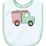Dump Truck Lime Green Gingham Trim Bib