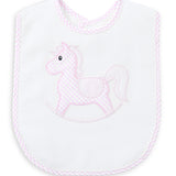 Pink Gingham Rocking Horse Bib