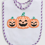 Purple Gingham Jack-o-Lantern Bib