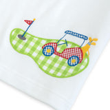 Fore! Boys' Knit Appliqued Golf Cart Shirt & Gingham Shorts Set