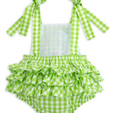 Fore! Girls' Tie Shoulder Gingham Bubble with Golf Cart Applique