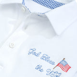 God Bless the USA Knit Embroidered Boys' Polo & Seersucker Short Set