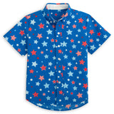 Make A Wish Boys' Short Sleeve Button Up Start Print Shirt