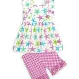 This One Knit Starfish Print Ruffle Short Set