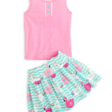 Pool Party Knit Tank Top & Floatie Print Skort Set