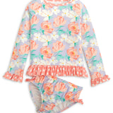 Dahlia Rash Guard Lavender Floral Print Swim Suit Set