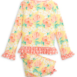 Magnolia Rash Guard Yellow Floral Print Swim Suit Set