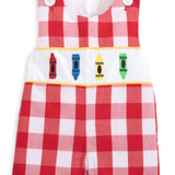 Scribble Red Gingham Crayon Embroidery Jonjon