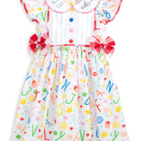 ABCs & 123s Alphabet Print Embroidered Collar Dress