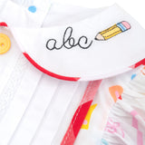 ABCs & 123s Alphabet Print Embroidered Collar Bubble