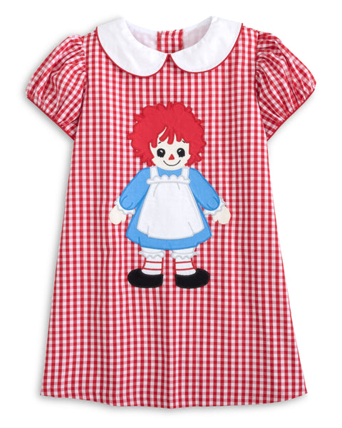 Dolly Red Gingham A-Line Raggedy Ann Applique Dress