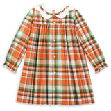 Autumn Plaid Scalloped Bishop Collar Dress