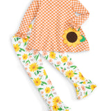 Sunflower Evenings Appliquéd Swing Top & Ruffled Leggings Set