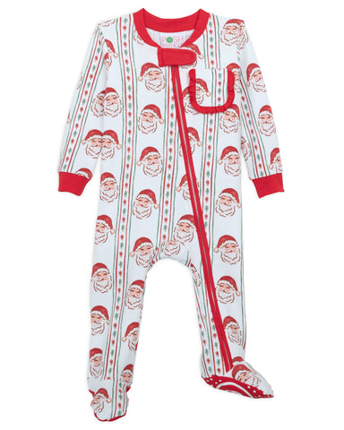 Jolly Old Saint Nick Girls' Lounge Zippie with Ruffle Trim