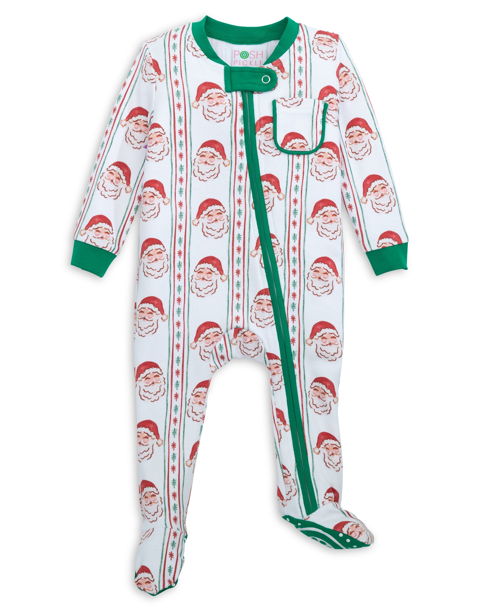Jolly Old Saint Nick Boys' Lounge Zippie with Piping Trim