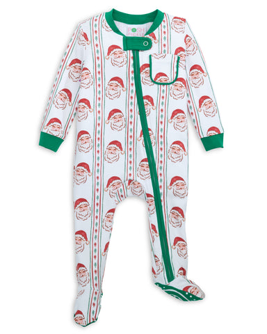 Jolly Old Saint Nick Boys' Lounge Zippie with Piping Trim