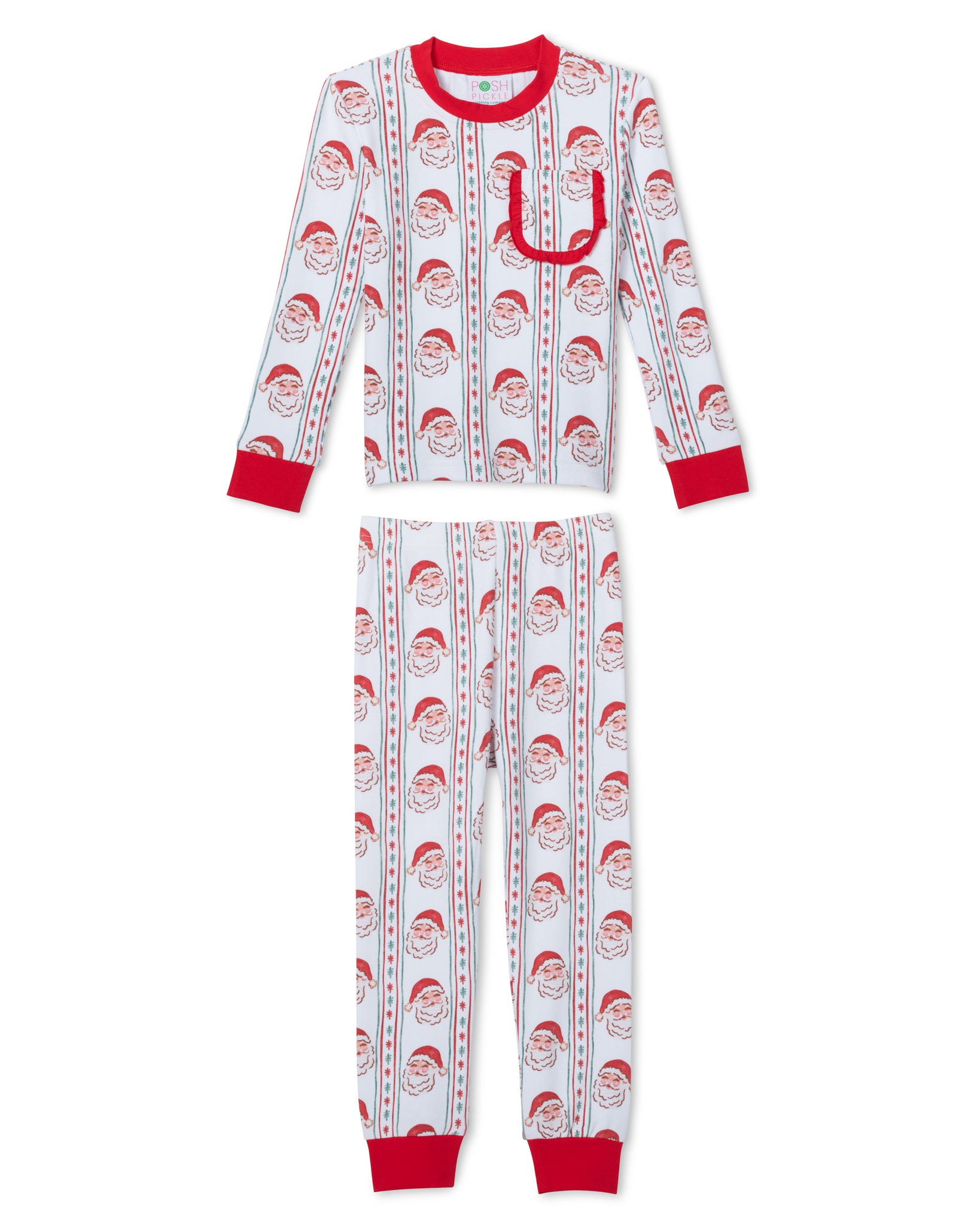 Jolly Old Saint Nick Girls' Lounge 2 Piece Set with Ruffle Trim