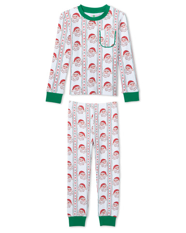 Jolly Old Saint Nick Christmas Boys' Lounge 2 Piece Set with Piping Trim