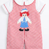 Buddy Red Gingham Raggedy Andy Applique Jonjon and Shirt Set
