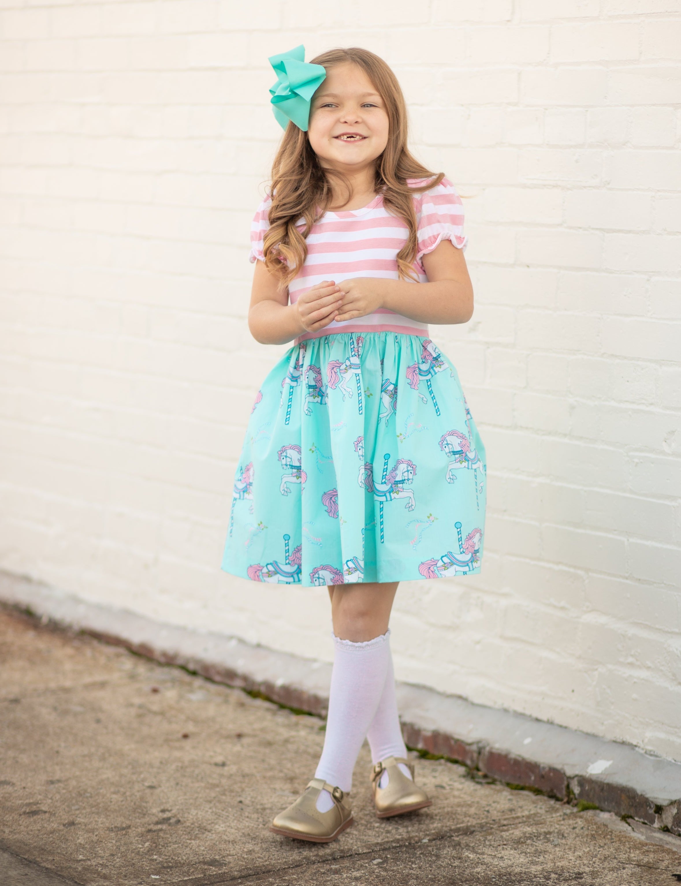Carousel Short Sleeved Swing Dress