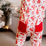 Old Fashioned Christmas Boys' Lounge Zippie with Piping Trim