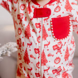 Old Fashioned Christmas Boys' Lounge Zippie with Piping Trim