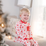 Old Fashioned Christmas Boys' Lounge 2 Piece Set with Piping Trim