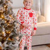 Old Fashioned Christmas Boys' Lounge 2 Piece Set with Piping Trim