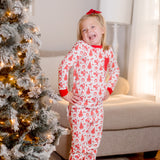 Old Fashioned Christmas Girls' Lounge 2 Piece Set with Ruffle Trim