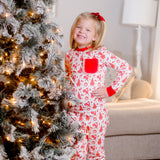 Old Fashioned Christmas Girls' Lounge 2 Piece Set with Ruffle Trim