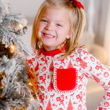 Old Fashioned Christmas Girls' Lounge 2 Piece Set with Ruffle Trim