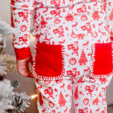 Old Fashioned Christmas Girls' Lounge 2 Piece Set with Ruffle Trim