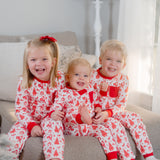 Old Fashioned Christmas Girls' Lounge 2 Piece Set with Ruffle Trim