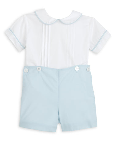 Sterling Boys Blue Heirloom Button-On Shorts Set