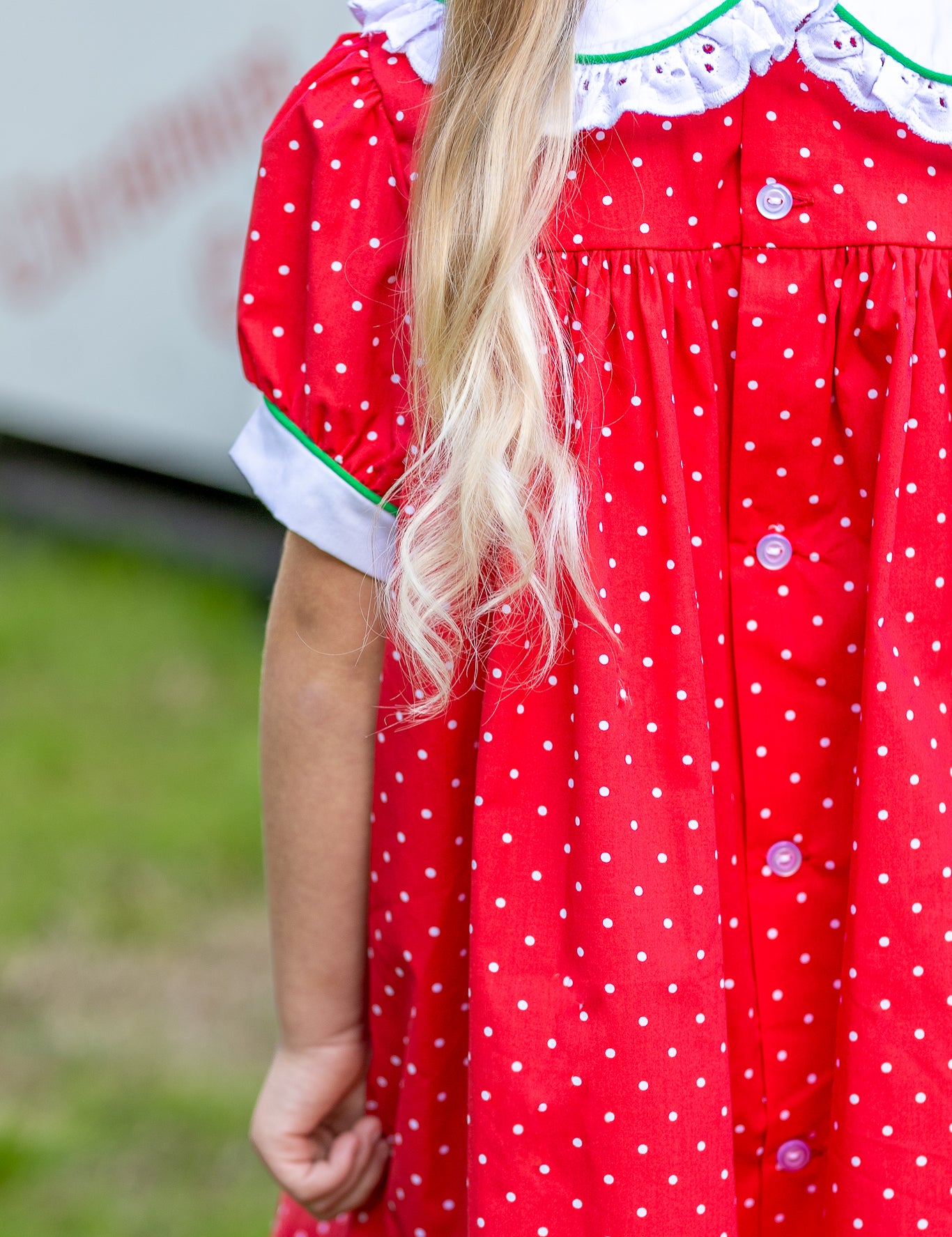 Deck the Halls Red Polka Dot A-Line Dress with Christmas Tree and Bows Embroidery