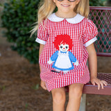 Dolly Red Gingham A-Line Raggedy Ann Applique Dress