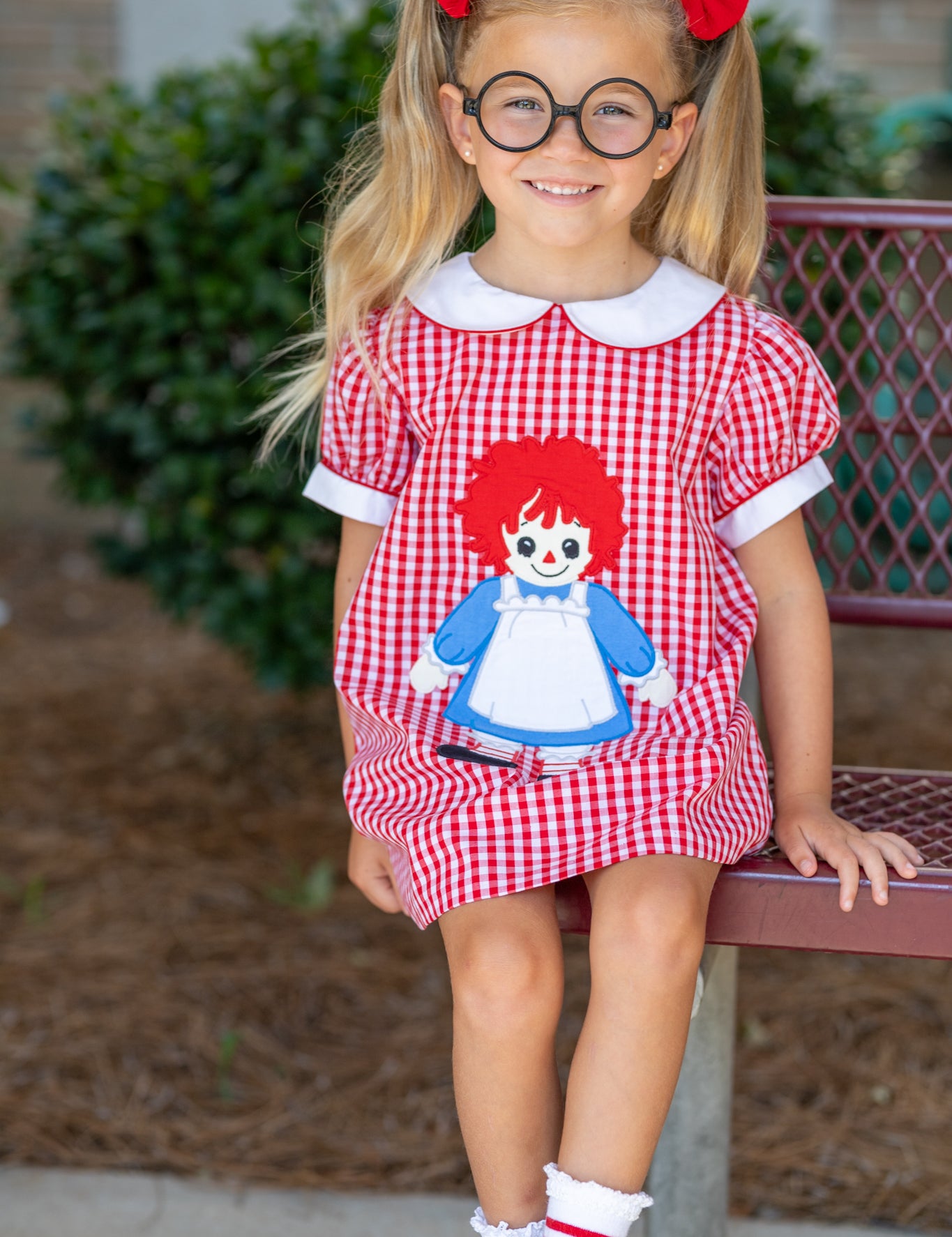 Dolly Red Gingham A-Line Raggedy Ann Applique Dress