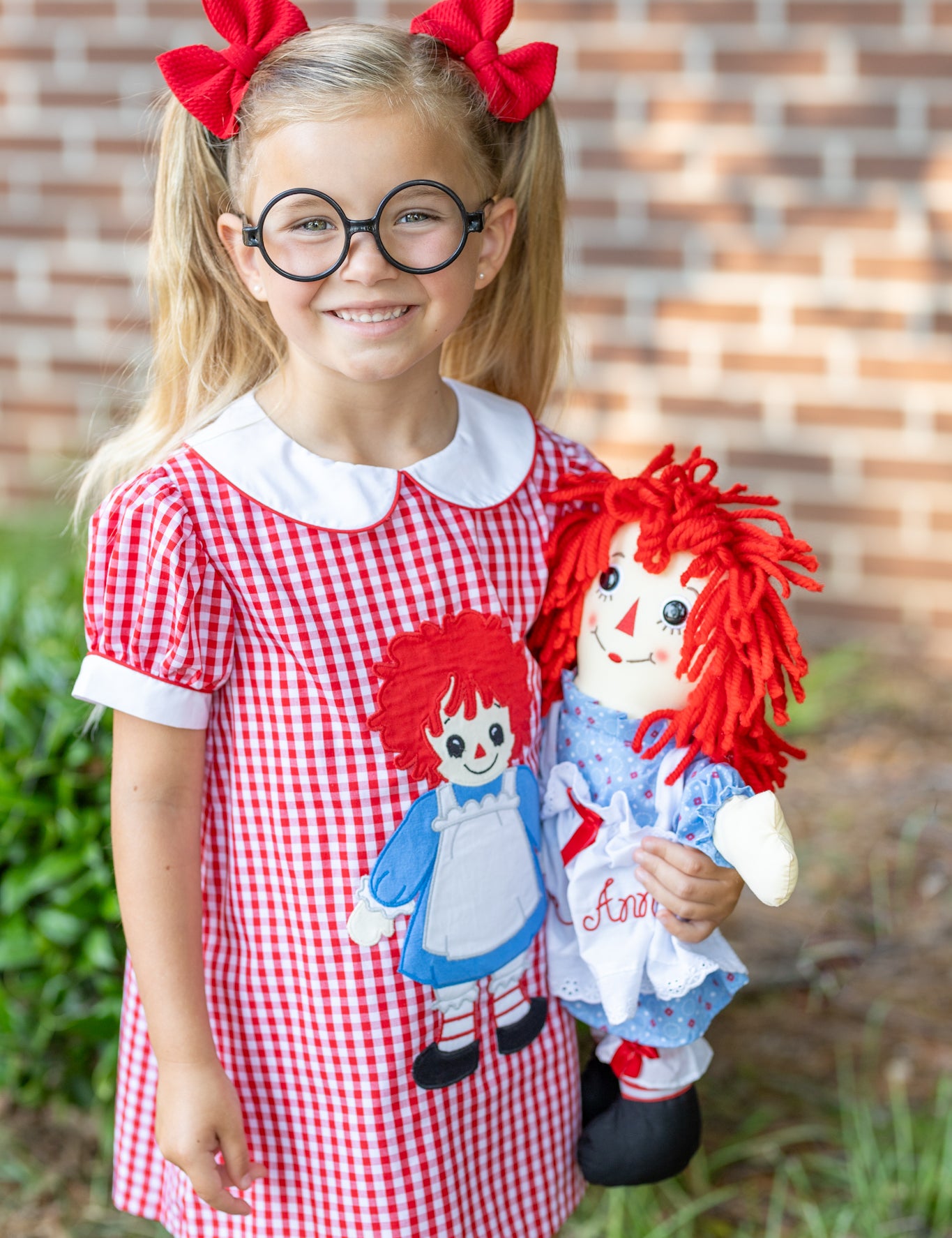 Dolly Red Gingham A-Line Raggedy Ann Applique Dress