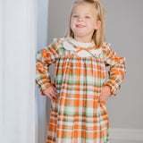 Autumn Plaid Scalloped Bishop Collar Dress