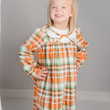 Autumn Plaid Scalloped Bishop Collar Dress