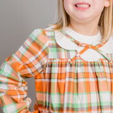 Autumn Plaid Scalloped Bishop Collar Dress