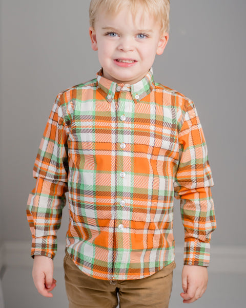 Autumn Plaid Boys' Collared Button Down Shirt