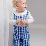 Thankful Navy Gingham Longall with Turkey Embroidered Panel