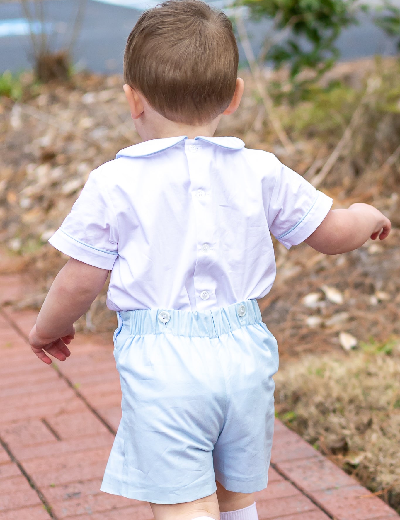Sterling Boys Blue Heirloom Button-On Shorts Set