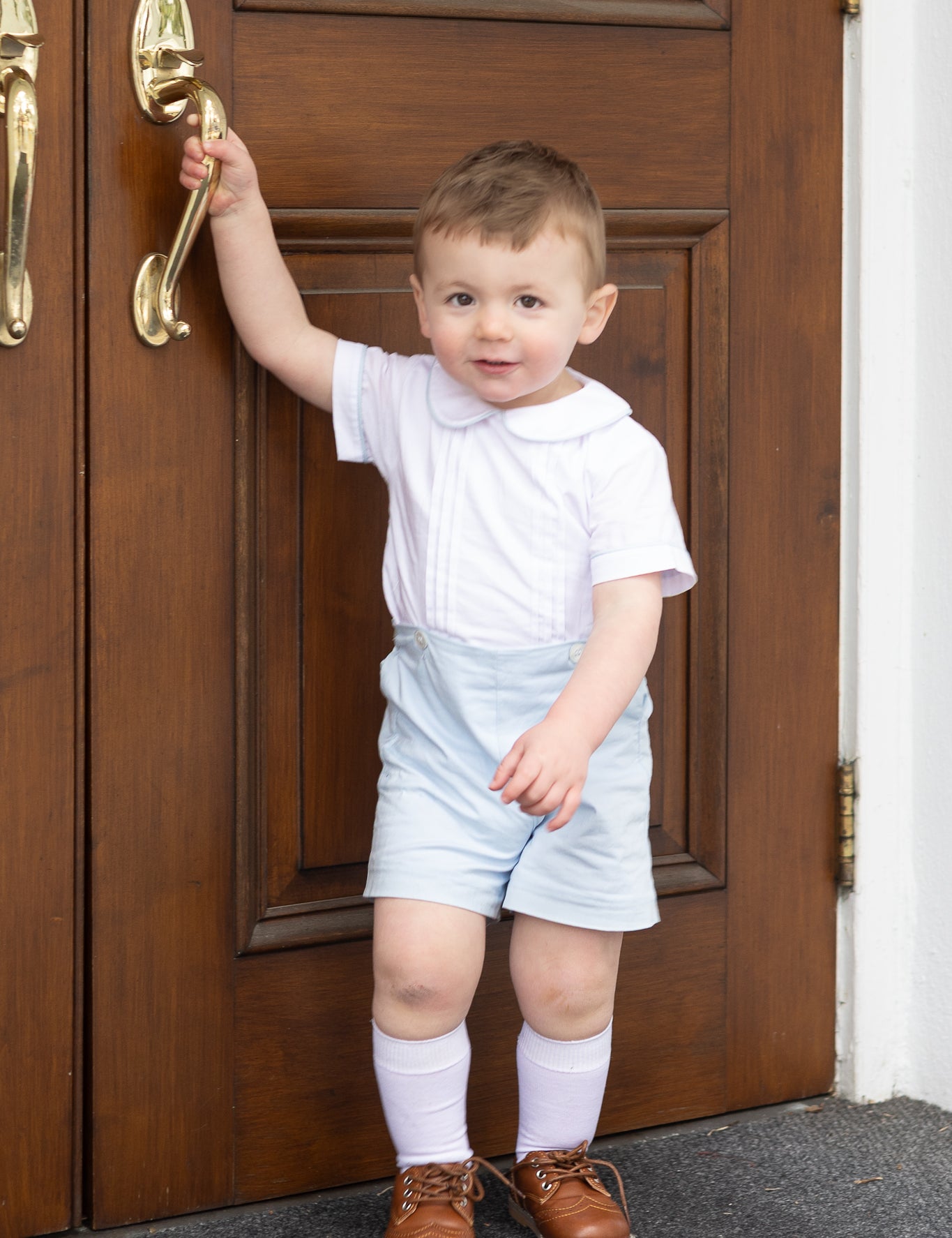 Sterling Boys Blue Heirloom Button-On Shorts Set