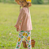 Sunflower Evenings Appliquéd Swing Top & Ruffled Leggings Set