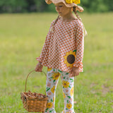 Sunflower Evenings Appliquéd Swing Top & Ruffled Leggings Set